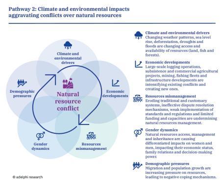 Pathway 2: Climate and environmental impacts aggravating conflicts over natural resources